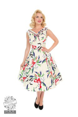 Robe fleurie ecrue evasée