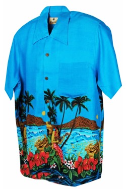 Chemise hawaïenne bleue palmiers