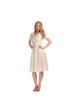 Robe swing beige a petit pois