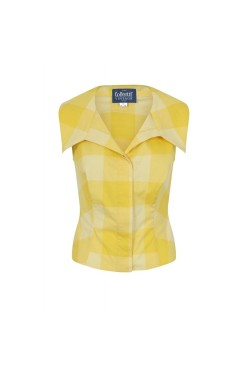 Blouse pin-up carreaux blanche années 50