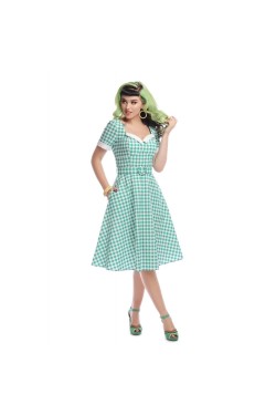 Robe vichy swing vert d'eau