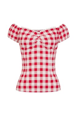 Haut vintage gros vichy rouge