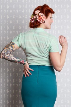 Haut vintage menthe en maille