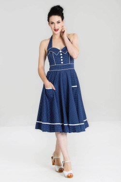 Robe a pois rétro bleue