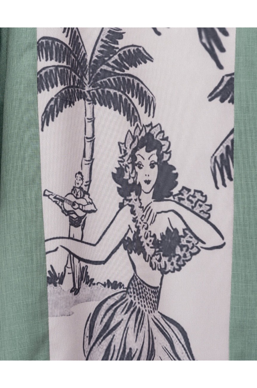 Chemise hula girl rockabilly verte années50