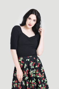 Haut retro noir décolleté