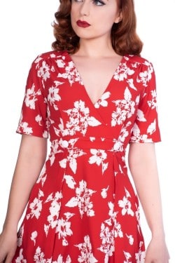 Robe vintage florale rouge