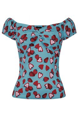 Haut vintage pin-up fraises 