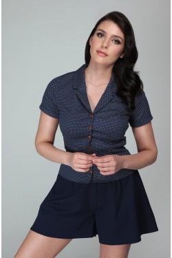 Blouse rétro à pois