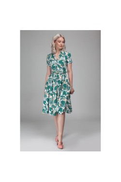 Robe vintage bleue motif tropical