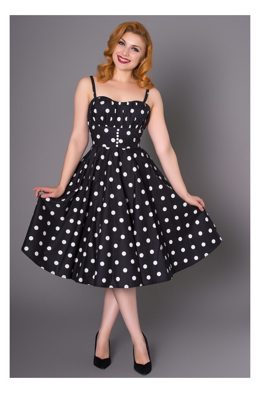 Robe pin up noir a pois blanc