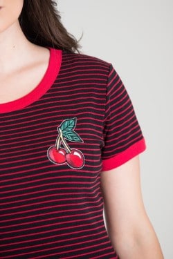 Tee shirt rockabilly rayé cerises