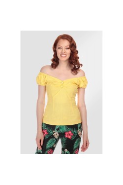 T-shirt pin-up jaune années 50