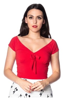 Top vintage rouge avec noeud