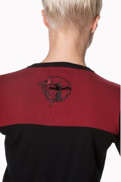 Cardigan bordeaux brodé chat