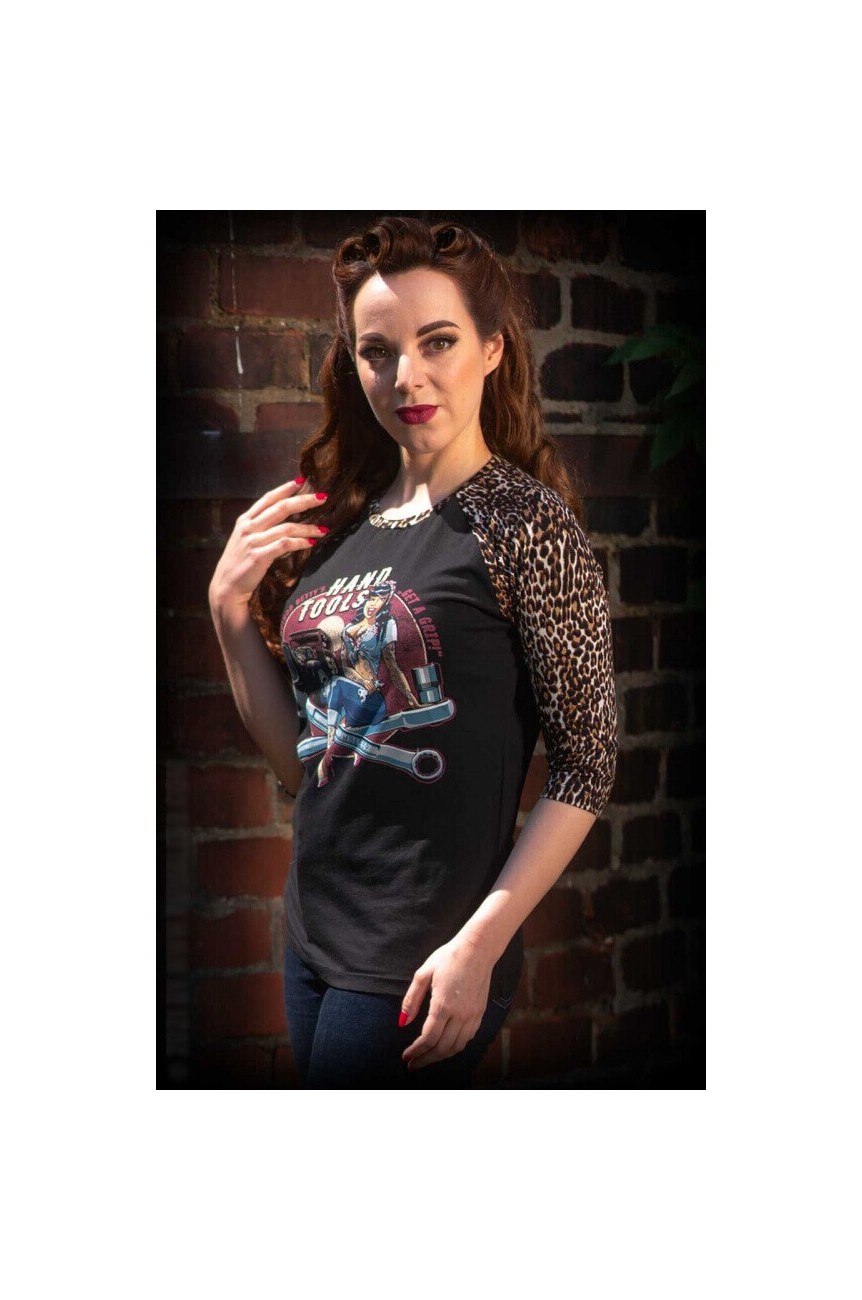 T-shirt femme manches leopard