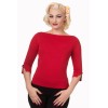 Top vintage rouge manches 3/4