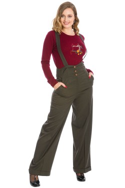 Pantalon rétro taille haute a bretelles