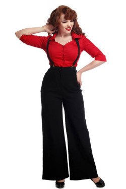 Pantalon large a bretelles