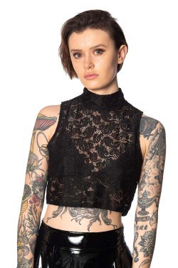 Crop top pin-up dentelle noir années 50