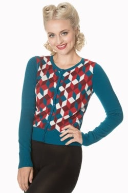 Cardigan rétro motif géométriques