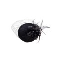 Mini Chapeau Bibi Rétro Noir Avec Voilette, Pompon Et Fausse Fourrure - Style Pin-up Vintage