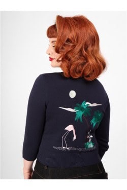 Cardigan flamant rose noir
