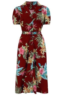 Robe chemise rétro tropicale
