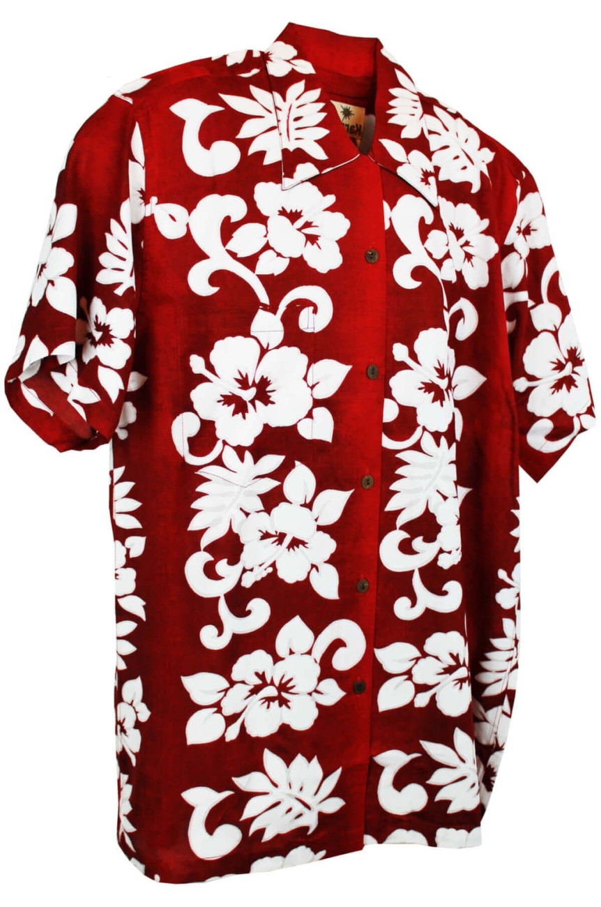 Chemise hawaïenne rouge et blanche