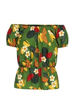 T-shirt pin-up tropical vert années 50