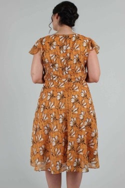 Robe Vixen by Micheline Pitt orange fleurs rockabilly vintage