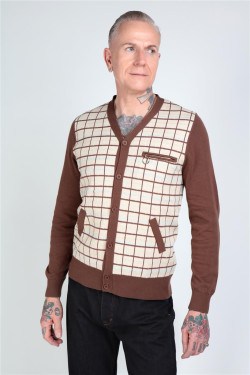 Cardigan pin-up carreaux bleu années 50