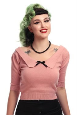 Pull rétro rose femme
