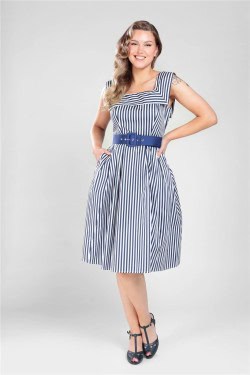 Robe vintage rayée bleue