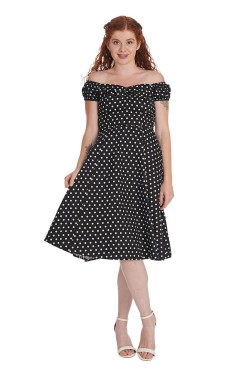 Robe noire a pois blanc Banned rétro