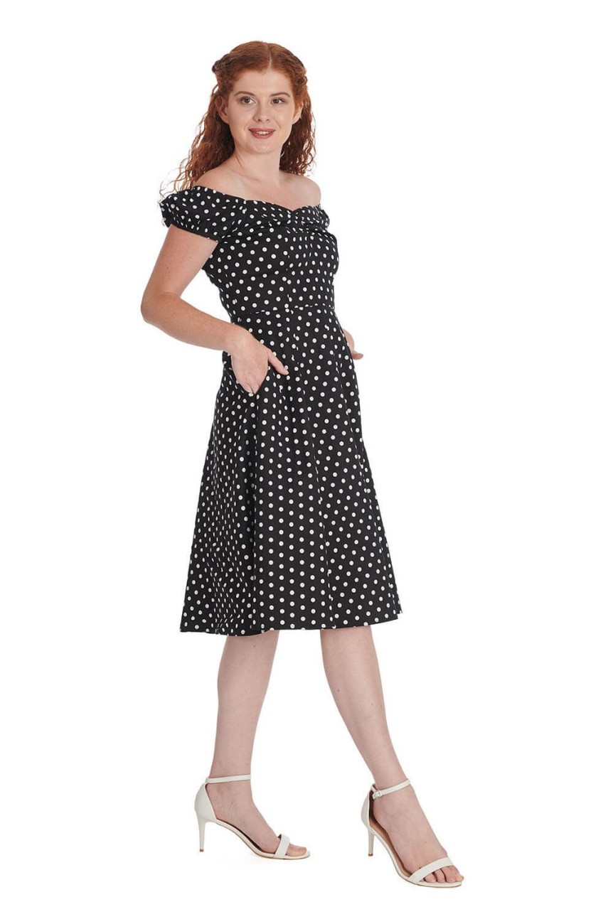 Robe noire a pois blanc Pin-up
