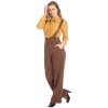 Pantalon swing marron a bretelles