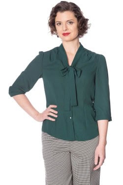 Blouse pin-up vert années 50