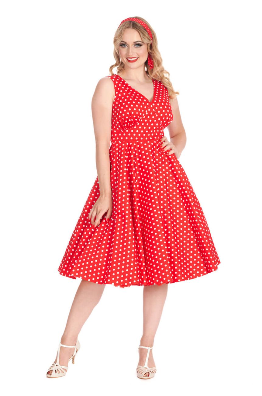 Robe rouge a pois vol V Banned retro