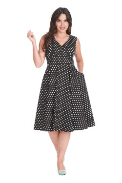 Robe noire a pois col V