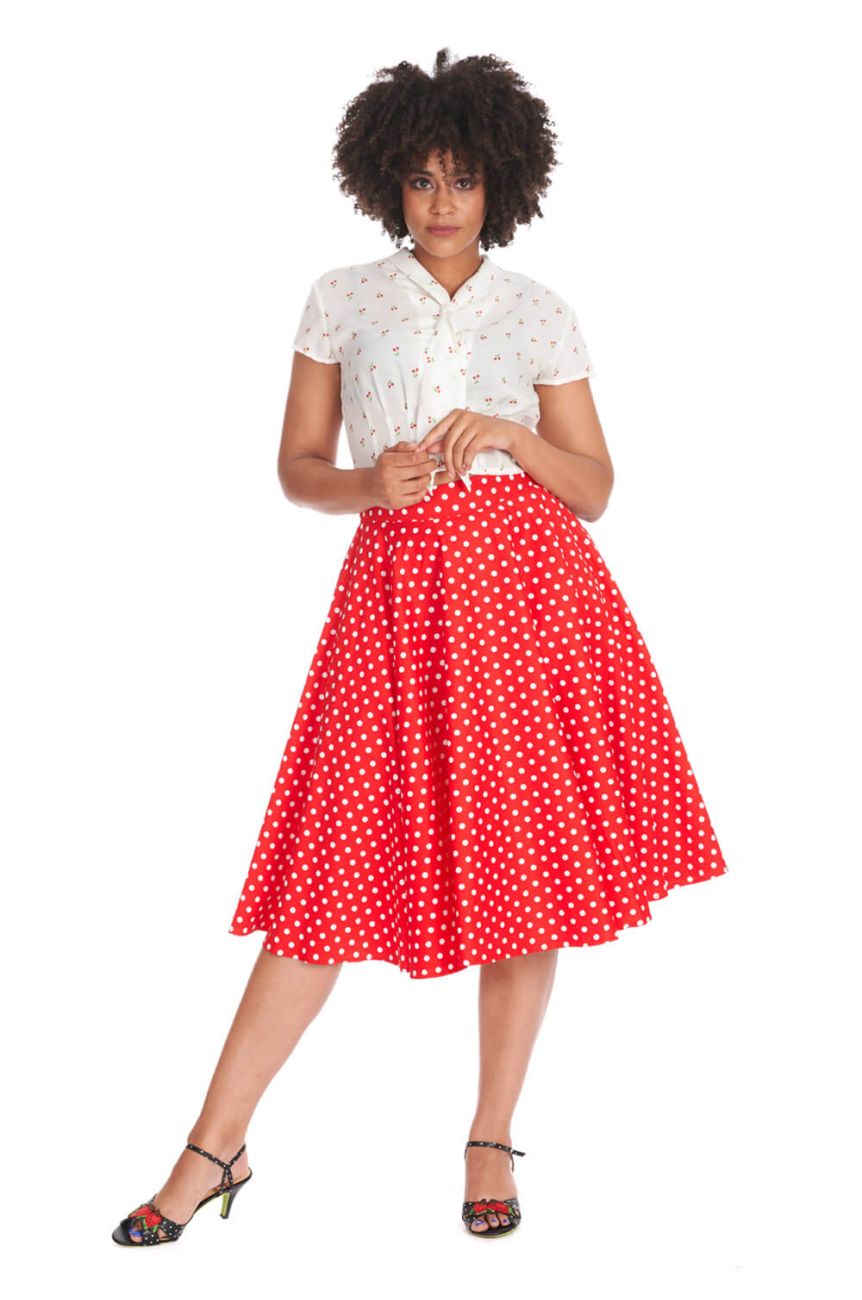 Jupe rouge a pois rockabilly