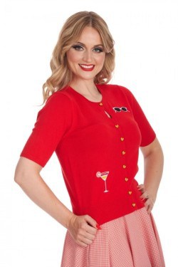 Cardigan rouge retro