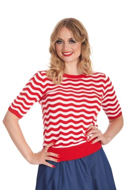 T-shirt pin-up rayures rouge années 50