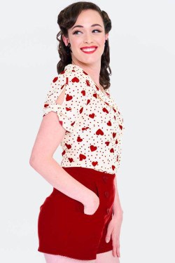 Chemise pin-up pois écru années 50