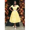 Robe swing a carreaux jaune