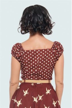 T-shirt pin-up pois marron années 50