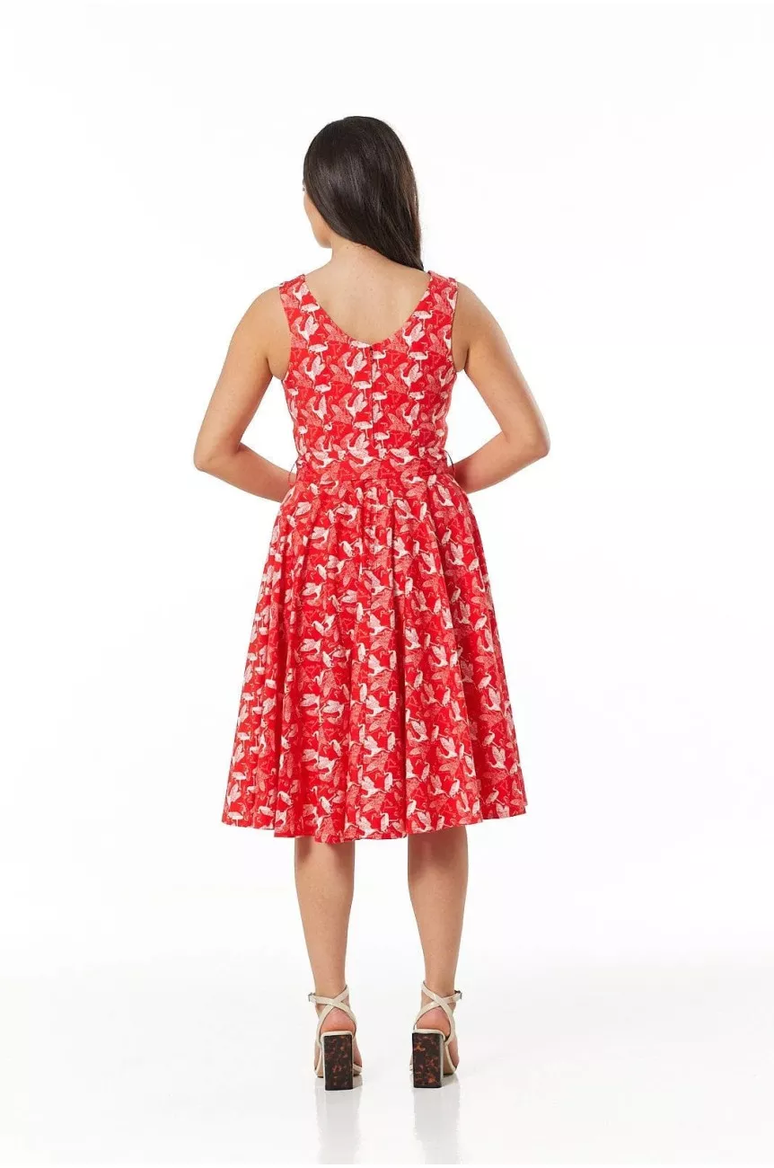 Robe swing rouge flamant rose