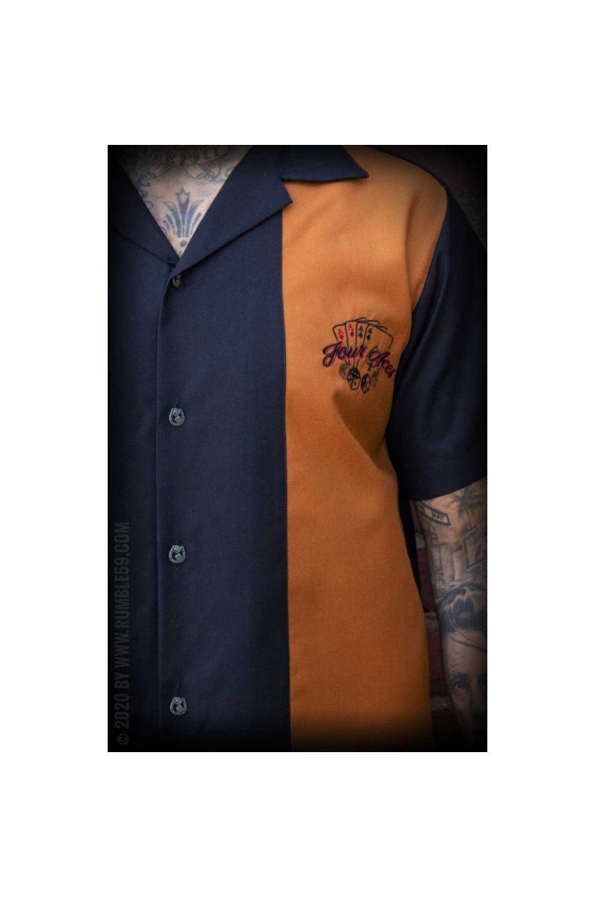 Chemise rockabilly orange 4 aces