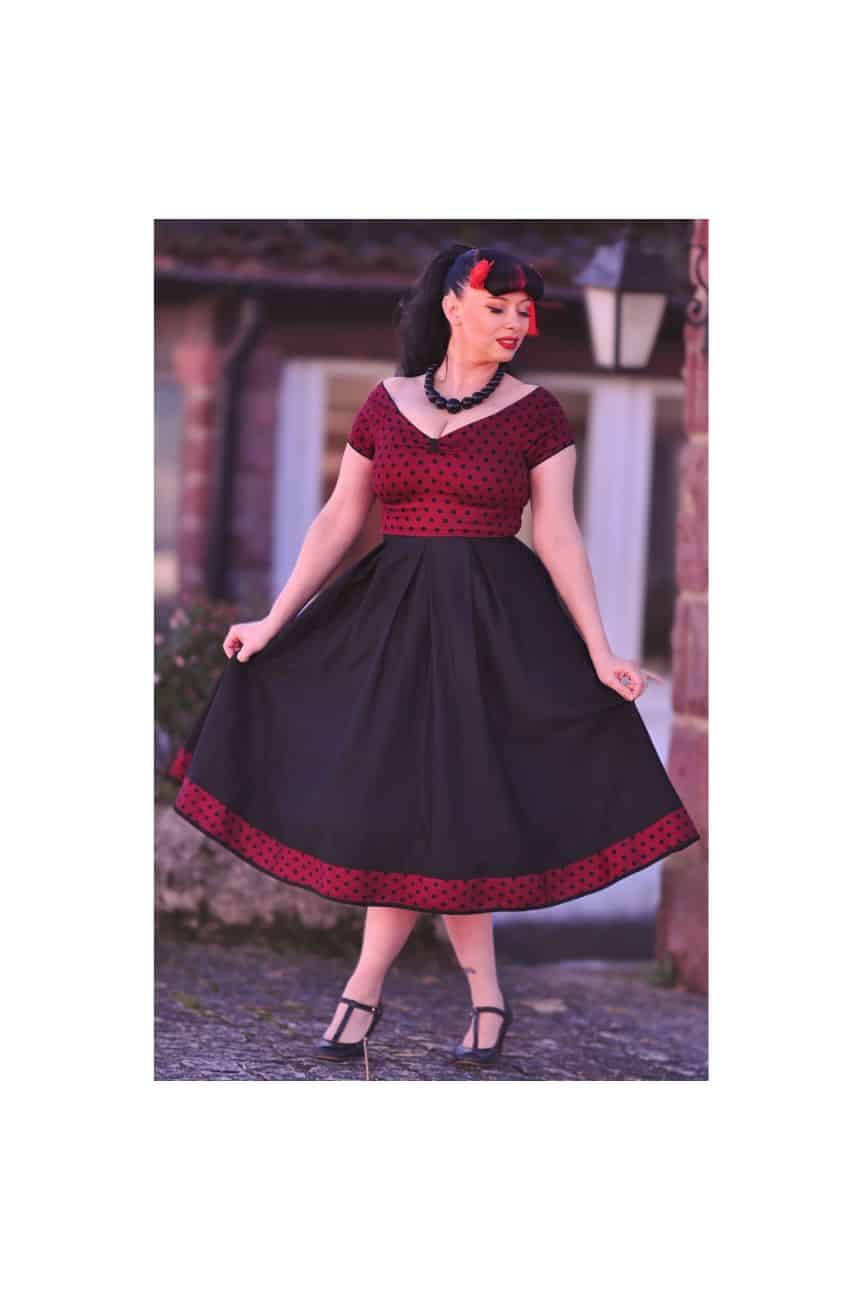 Robe retro bordeaux et noire