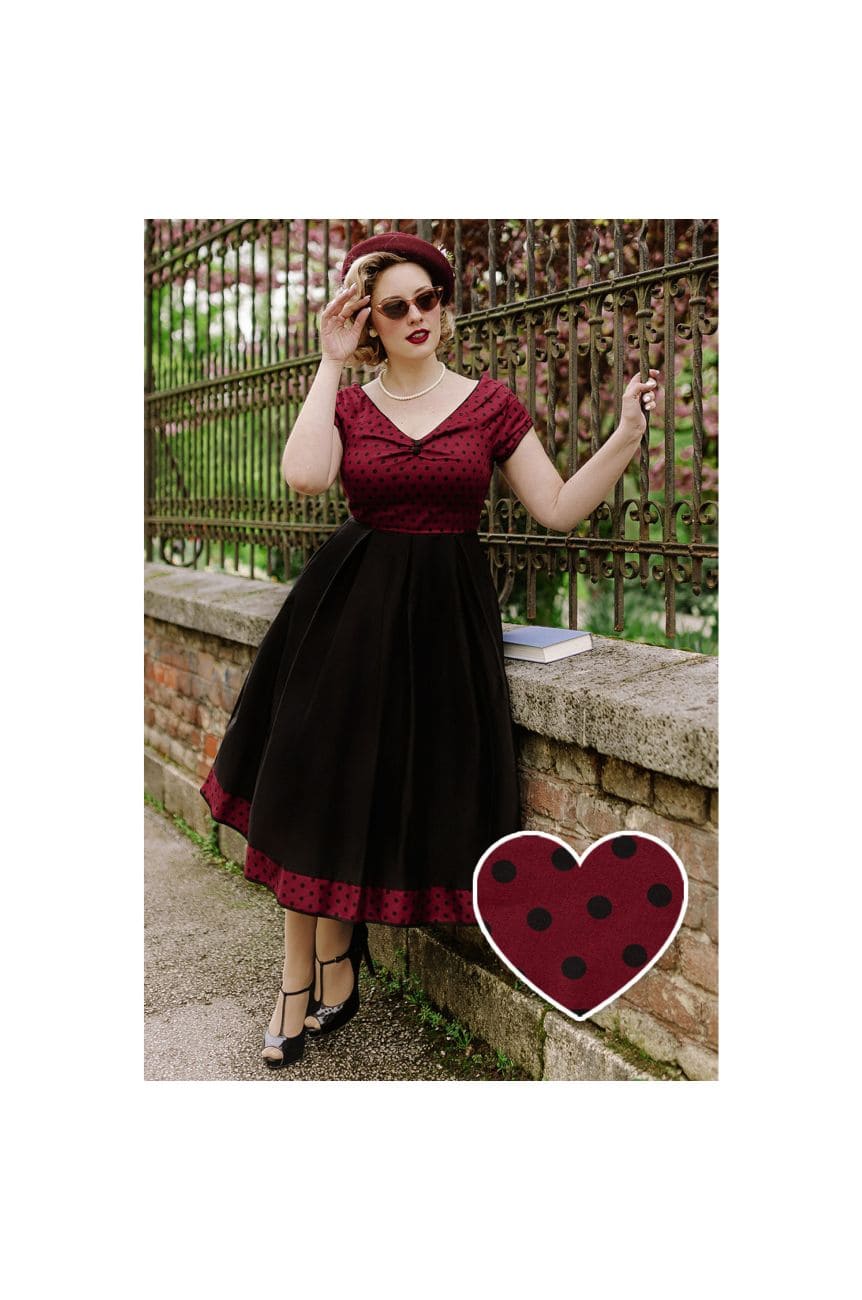 Robe swing vintage bordeaux et noire